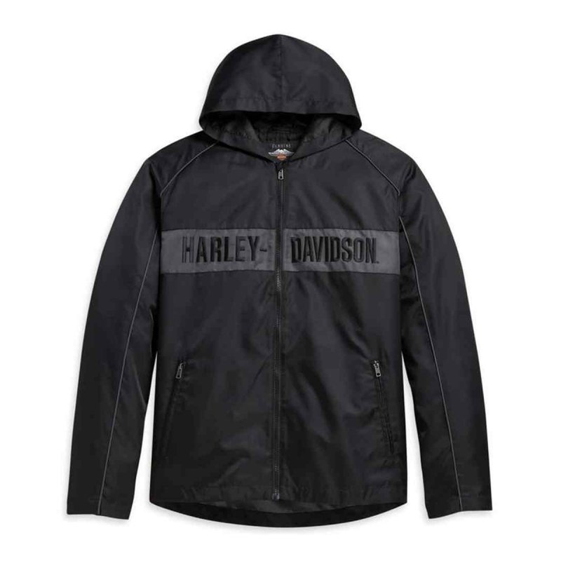 Giacca casual in nylon nero con cappuccio