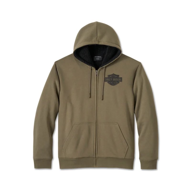 Felpa con cappuccio Bar&Shield in fodera in sherpa e con cerniera anteriore Grape Leaf in Edizione Limitata