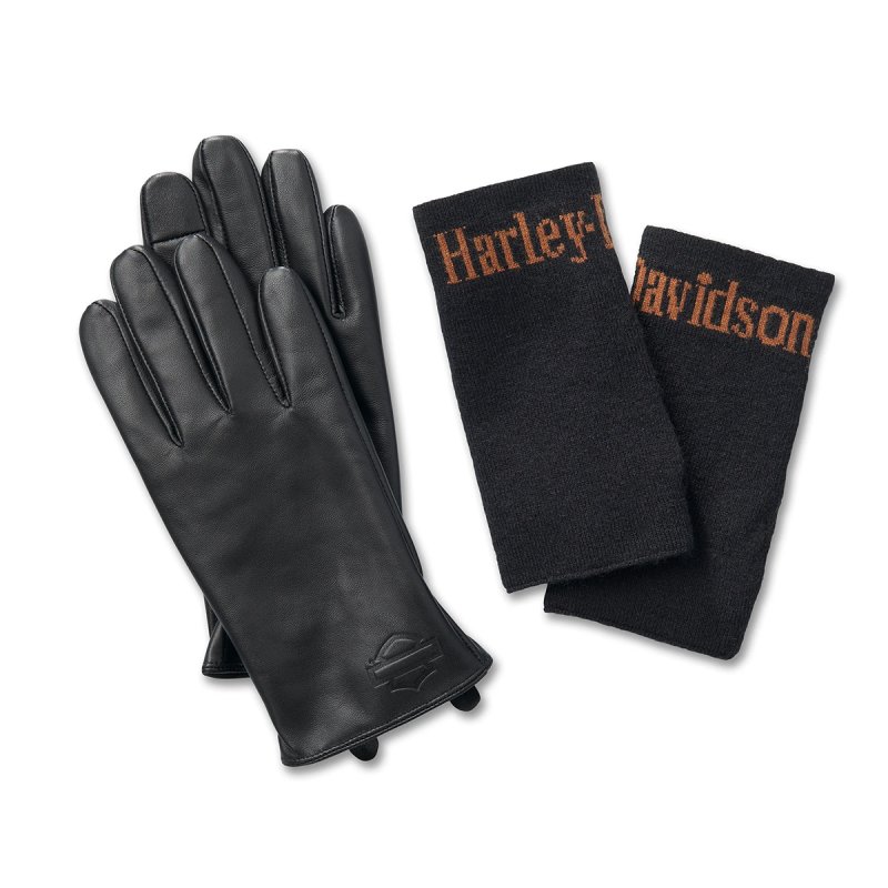 Guanti in pelle con polsini in maglia rimovibili con fori per i pollici in Edizione Limitata