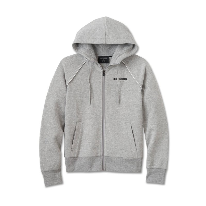 Felpa con cappuccio e zip Classic Bar & Shield  Grigio chiaro melange in Edizione Limitata