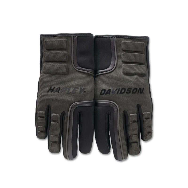 Guanti impermeabili H-D Dyna in materiali misti Black Olive e Harley Black