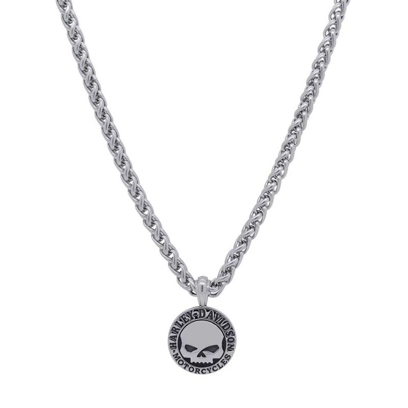 Collana Willie G Skull Disc Uomo in acciaio