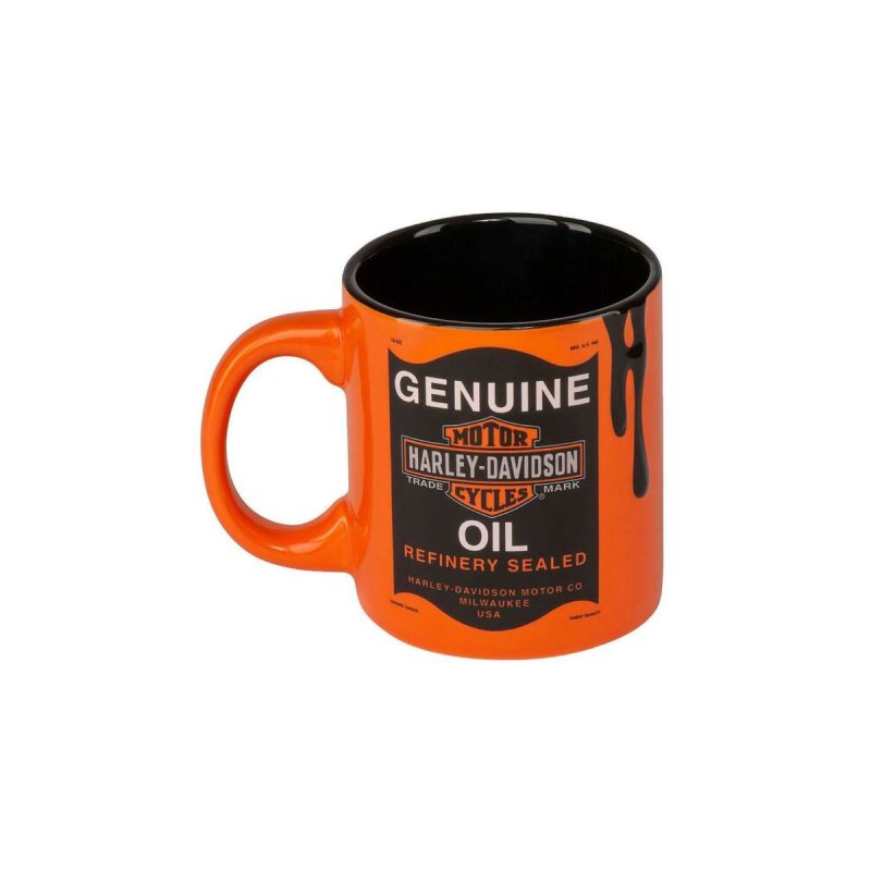 Tazza Harley-Davidson Oil Can 18 oz. Ceramic Coffee Mug Orange