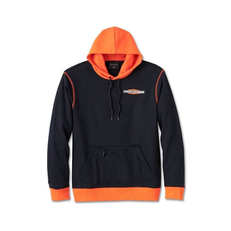 Felpa pullover con cappuccio Kickstart  Colorblock Black e Orange in Limited Edition
