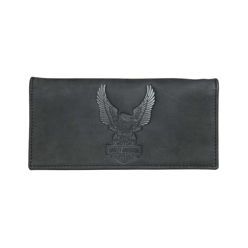 Portafoglio Trucker RFID Eagle B&S in vera pelle nero