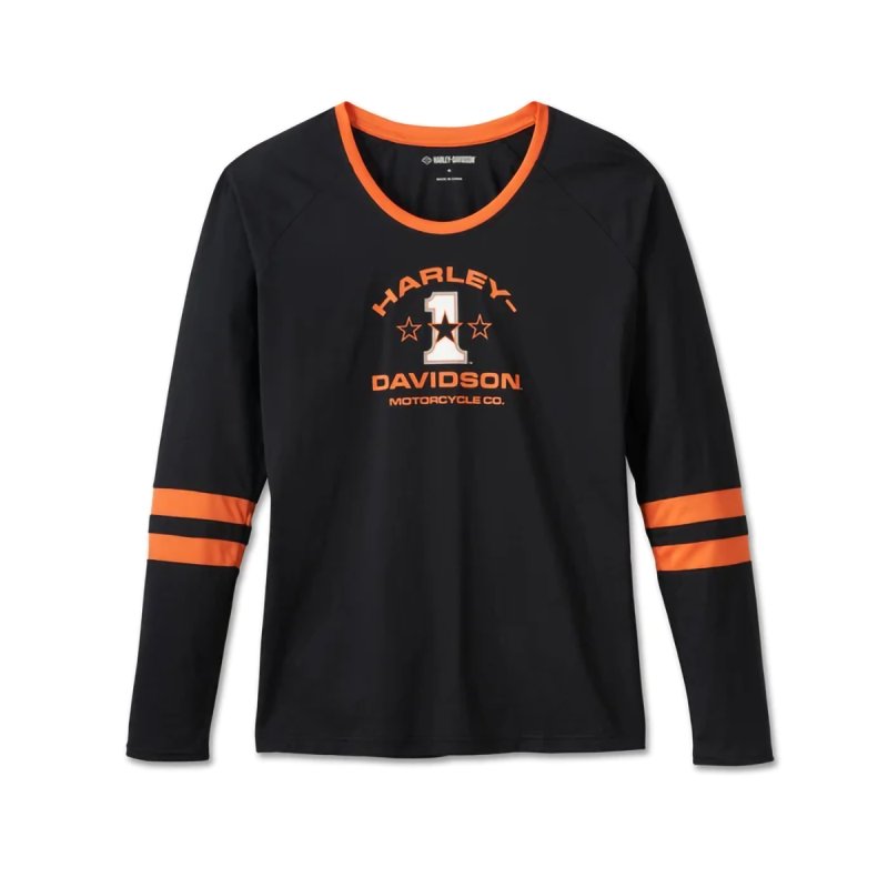 Maglia leggera a maniche a raglan in cotone  First-Class Black e Harley Orange in Limited Edition