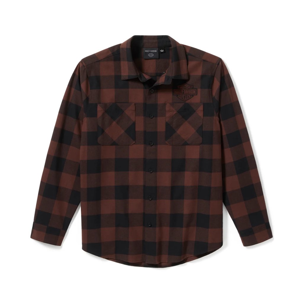 Cromoncent Camicia Uomo Maniche Corte A Quadri Buffalo | Nero/Arancione, Taglia 4XL, Tasca Sul Petto, Casual