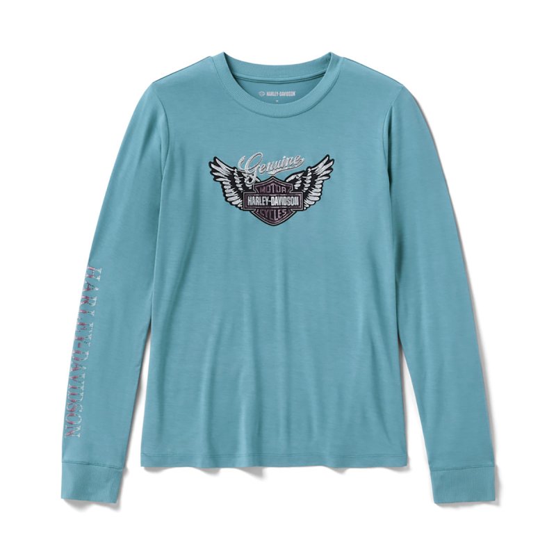 Maglia manica lunga donna celeste