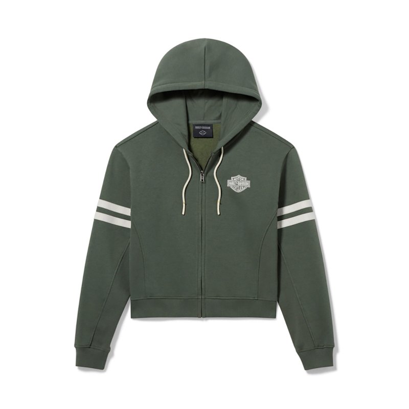 Felpa verde con cappuccio donna